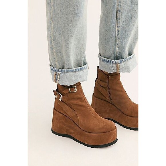 Free People Sabrina Suede Platform Boots Taupe Size 41 NIB $ 198 - Picture 5 of 14